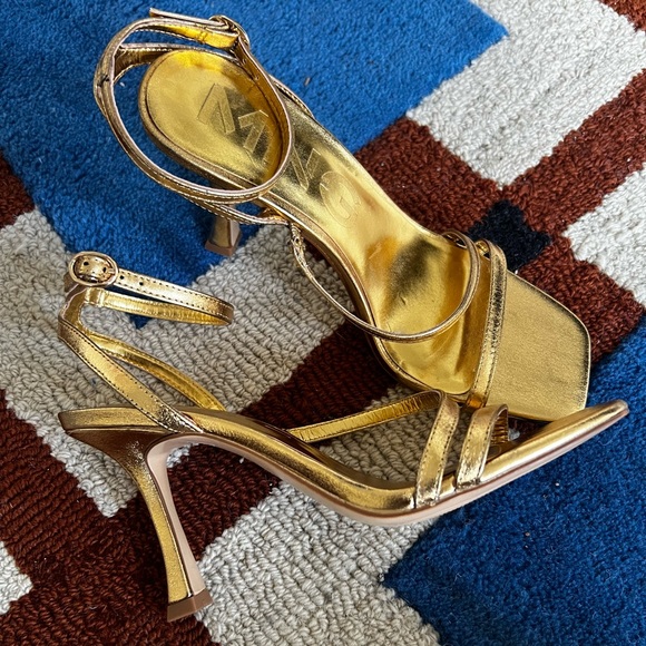 Mango Elegant Gold Strappy Heels - Picture 4 of 5